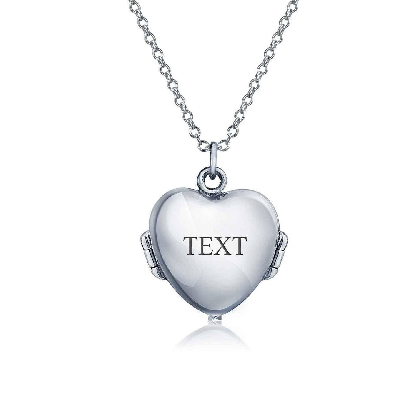 Vintage Style Guardian Angel Wing Heart Photo Locket Necklace Silver Pendant - Bling Jewelry