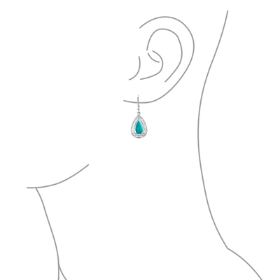 Blue Turquoise Lever back Filigree Dangle Western Earrings .925 Silver