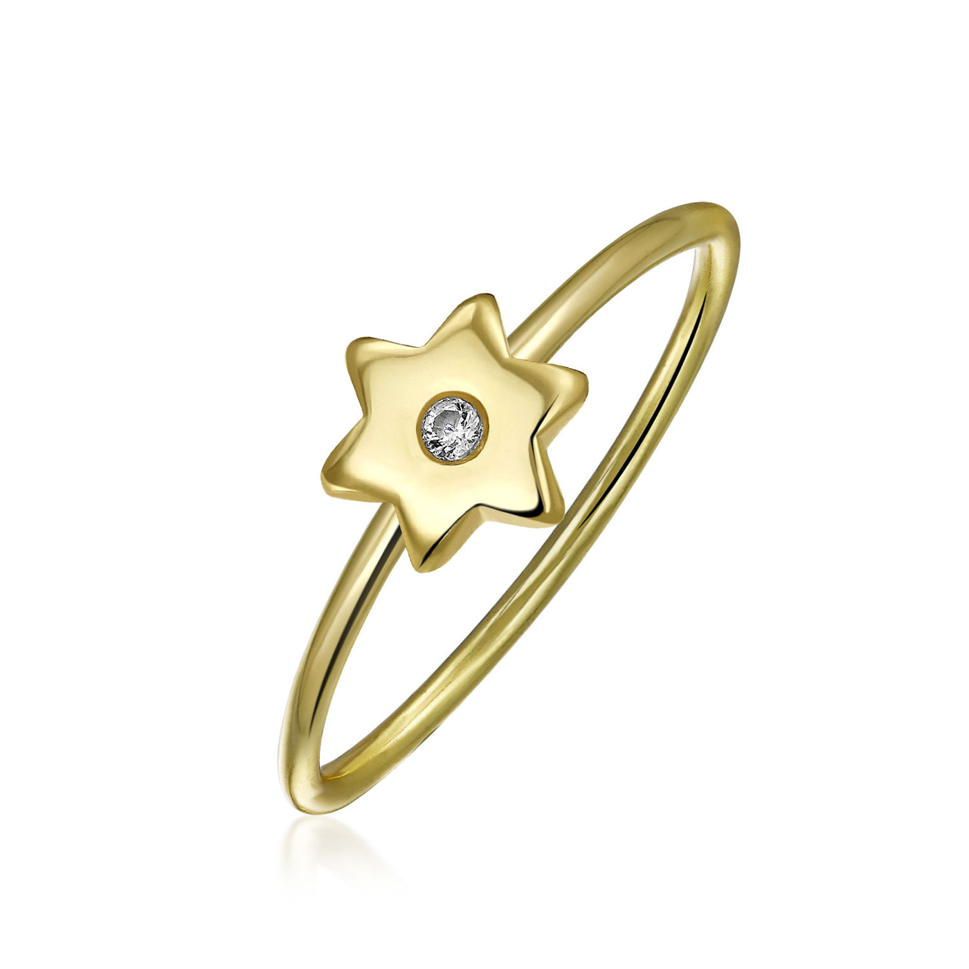 CZ Gold Plated Silver Midi Knuckle Star Celestial Ring 1MM Band