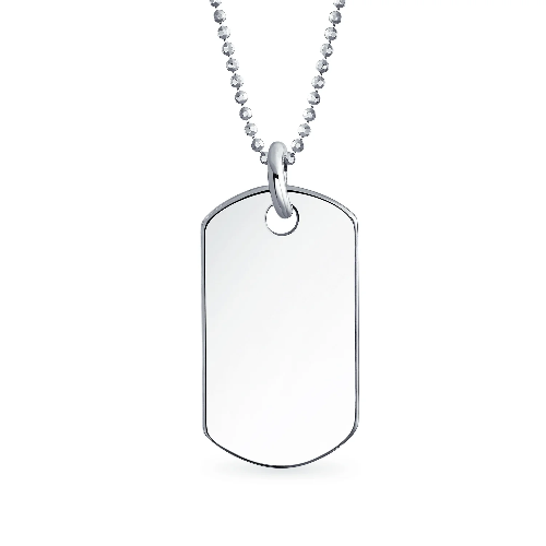Army Dog Tag Pendant Necklace .925 Sterling Silver Shot Bead Ball Chain